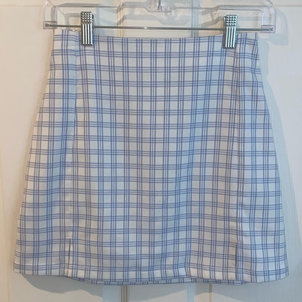 Brandy Melville Blue & White Plaid Skirt